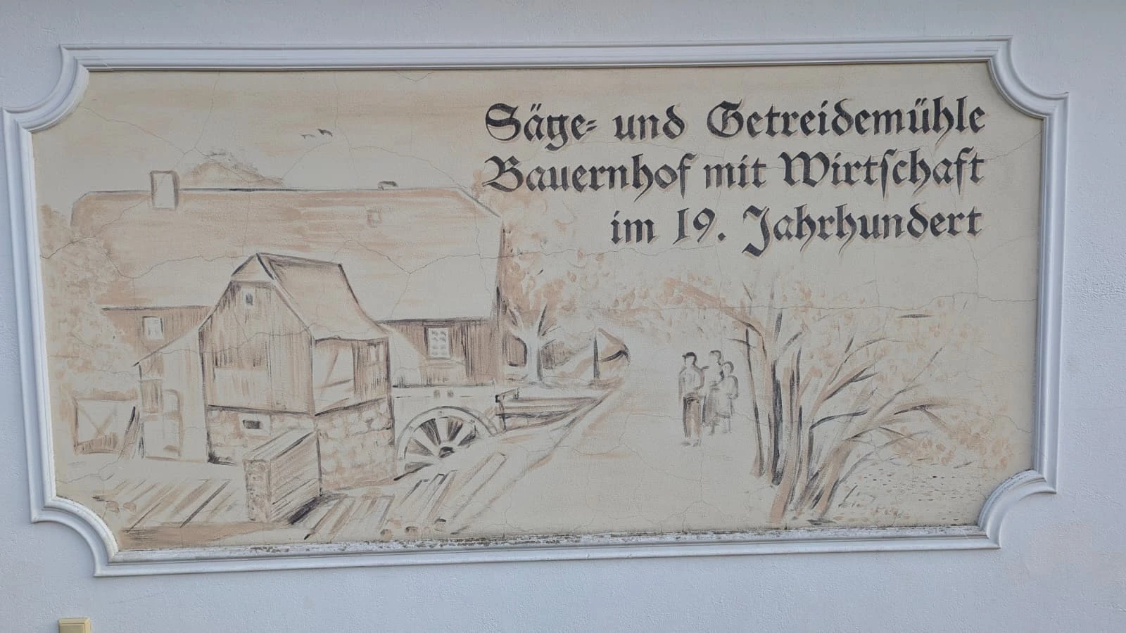 Historisches Wandgemälde der Buschmühle in Ohorn